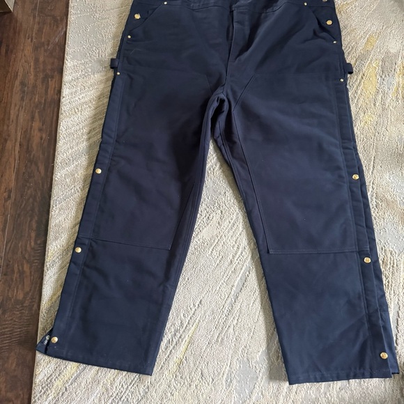 Carhartt Duck Bib Overalls navy blue work bib insulated 52 X 32 New - Picture 8 of 16